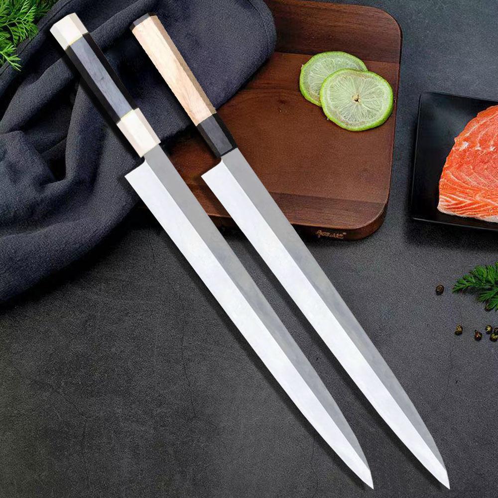 Нож для сашими Одностороннее лезвие Сталь 10Cr15MoV Нарезка Лосось Ветчина Филетирование Рыба Тесак Янагиба Японские Кухонные Ножи