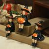 3x Pumpkin Witch Figurine Halloween Statue Decoration Gift Sculpture Resin Ornament for Indoor