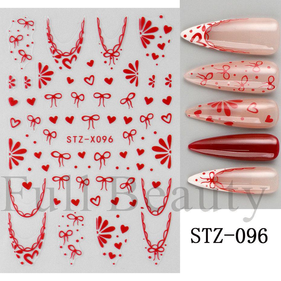 Nail Art Stickers Ins Valentine's Day Love French Bow Striped Adhesive Nail Stickers
