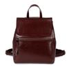 Johnature Genuine Leather Backpack Women Bag Fashion Oil Wax Cowhide Solid Color Schoolbag Leisure Outdoor Travel Bags