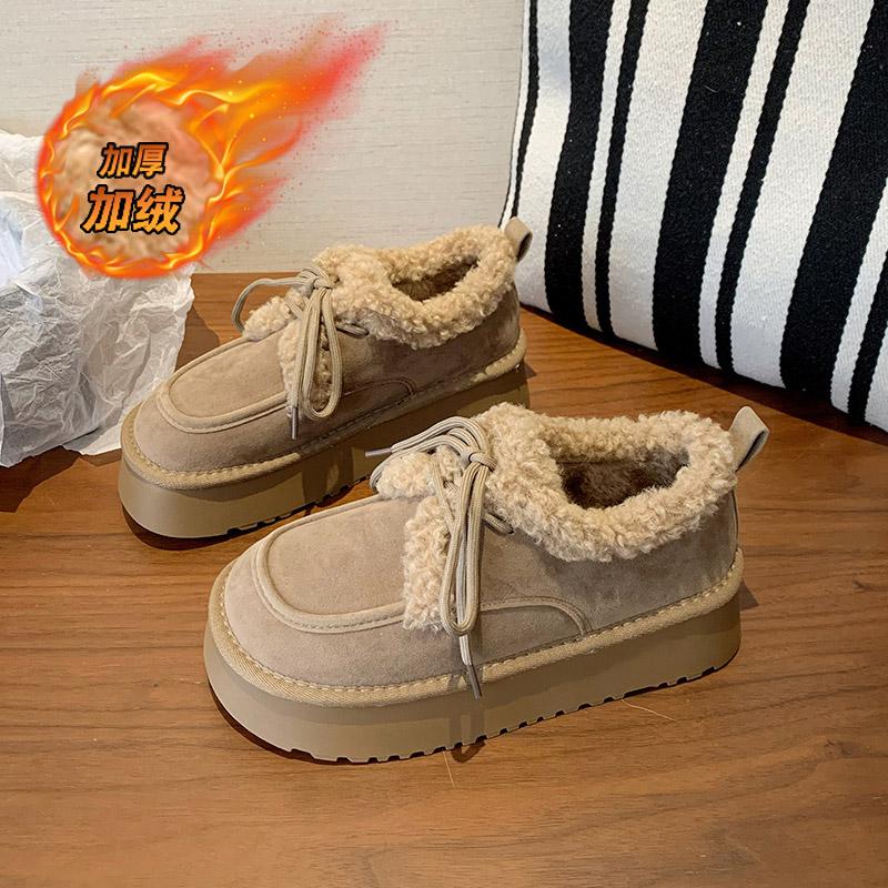 CRLAYDK Зимние новые женские ботинки на платформе для снега, сохраняющие тепло до щиколотки, замшевые ботинки с меховой подкладкой, женская обувь для прогулок и дома