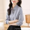 Korean Style Striped Long Sleeve Cotton Shirt - Versatile, Casual, Spring/Autumn