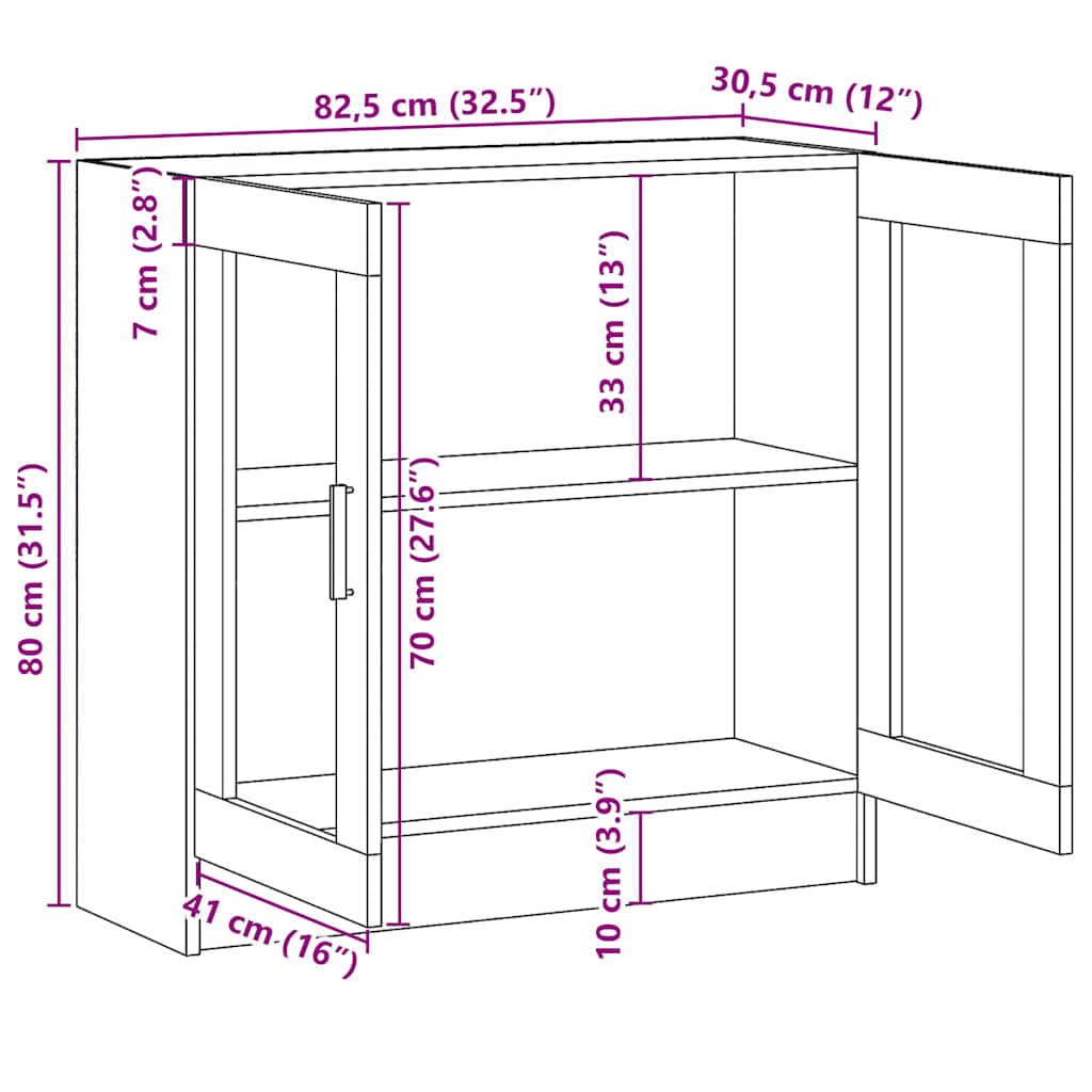 Display Cabinet Sonoma Oak 82.5 x 30.5 x 80 cm Particleboard