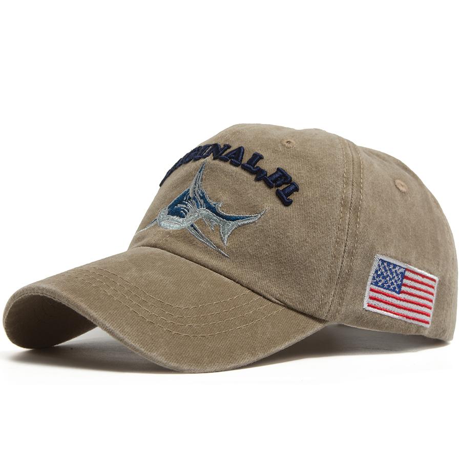 National flag Shark Design Baseball Cap Men Wash Vintage Snapback Travel Visor Sun Hat Women Summer For Outdoor Casual Soft Top