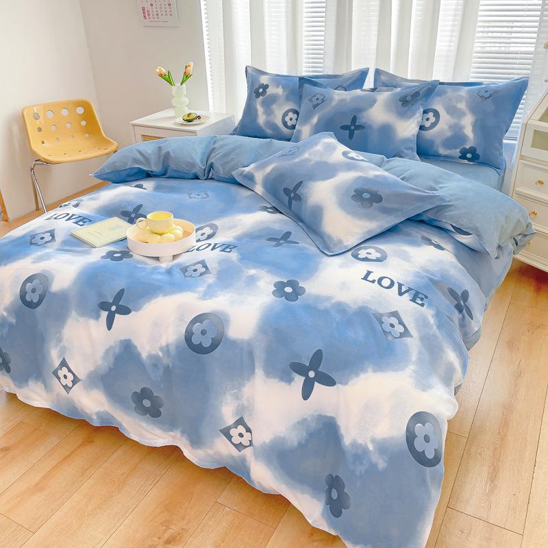 Приятный для кожи хлопковый комплект из четырех частей, простыня из трех частей, пододеяльник, постельное белье