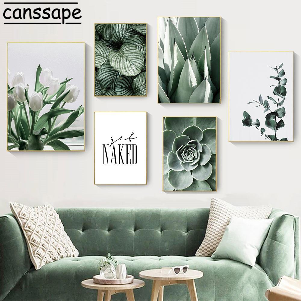 Природа Настенная Живопись Суккулентные Растения Плакаты Цветы Зеленые Растения Листья Холст Картина Скандинавские Настенные Картины Декор Гостиной