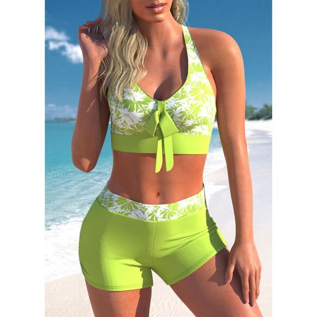 Женский сексуальный винтажный купальный костюм, бикини, новый дизайн, купальник с принтом, летний купальник, комплект из двух предметов, пляжная одежда, женский купальный костюм