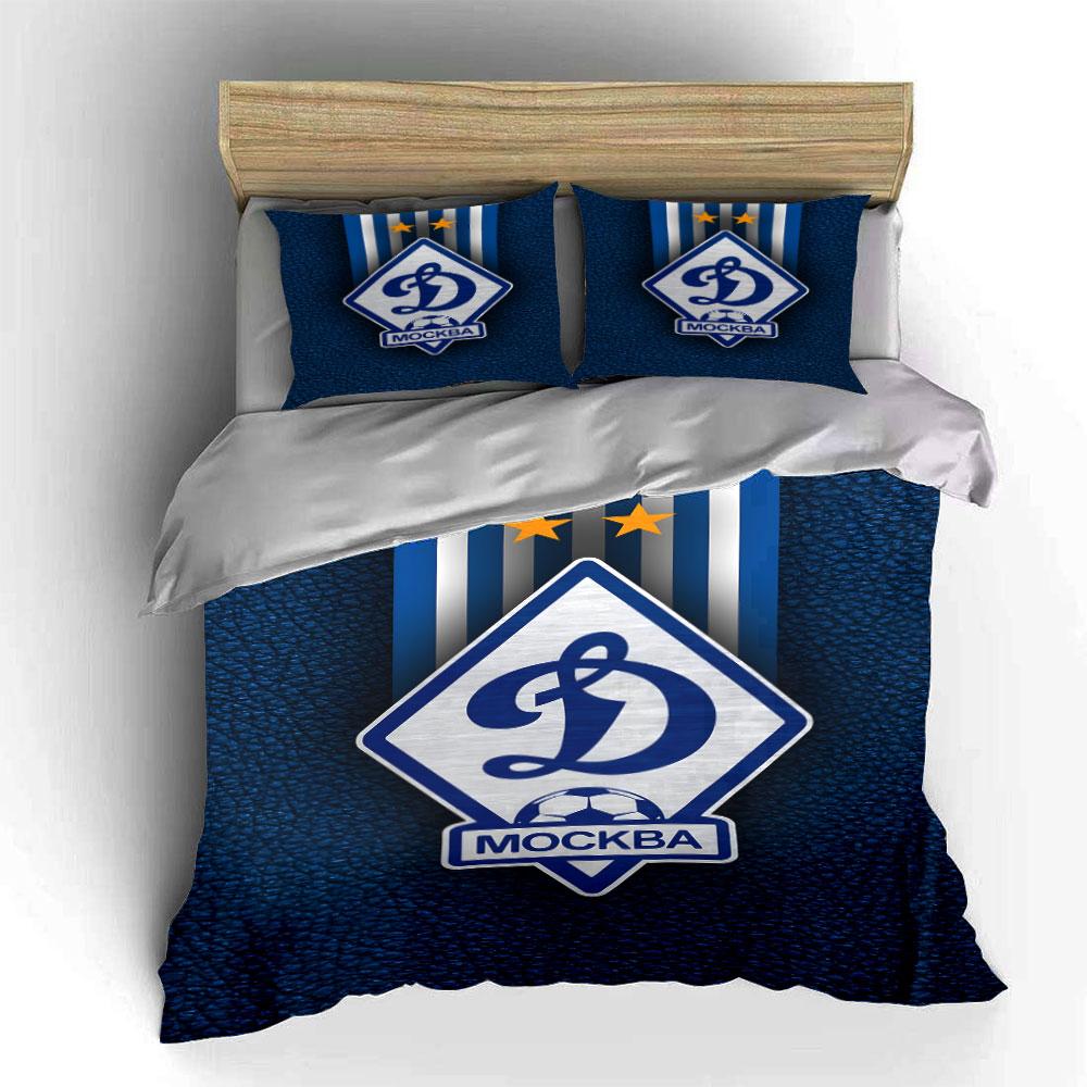 Blue Diamond Soccer Emblem with Stars Print Bedding Set Duvet Cover Pillowcases (1* Duvet Cover 2* Pillowcases Do Not Include Comforter)