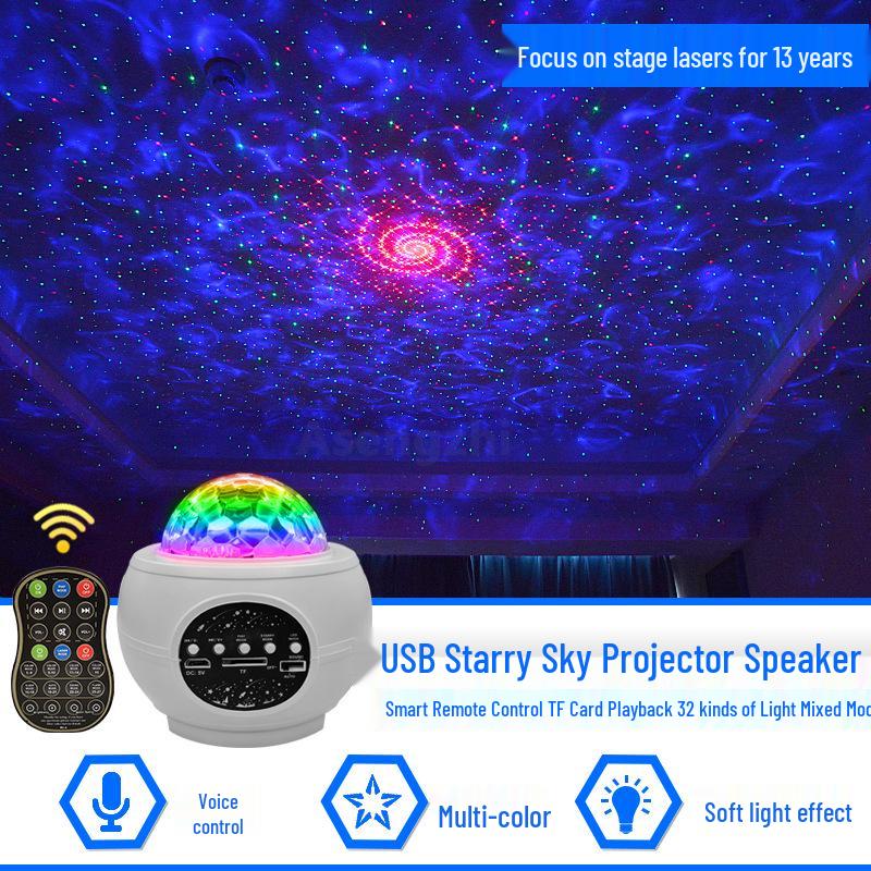USB-проектор ночного света со звездным небом, вращающийся, со светодиодами, с узором воды и мечтательной атмосферой
