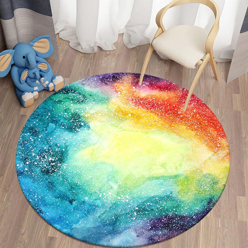 Круглый коврик Galaxy Space, психоделические фиолетовые 3D круглые ковры для детской комнаты, коврики для гостиной, коврик для спальни, коврик для спальни
