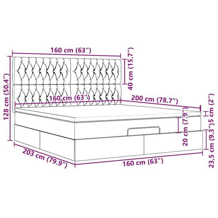 VidaXL Cadre de lit ottoman et matelas gris clair 160x200cm velours, cadre de lit, cadre de lit rembourré, cadre de lit 3313553