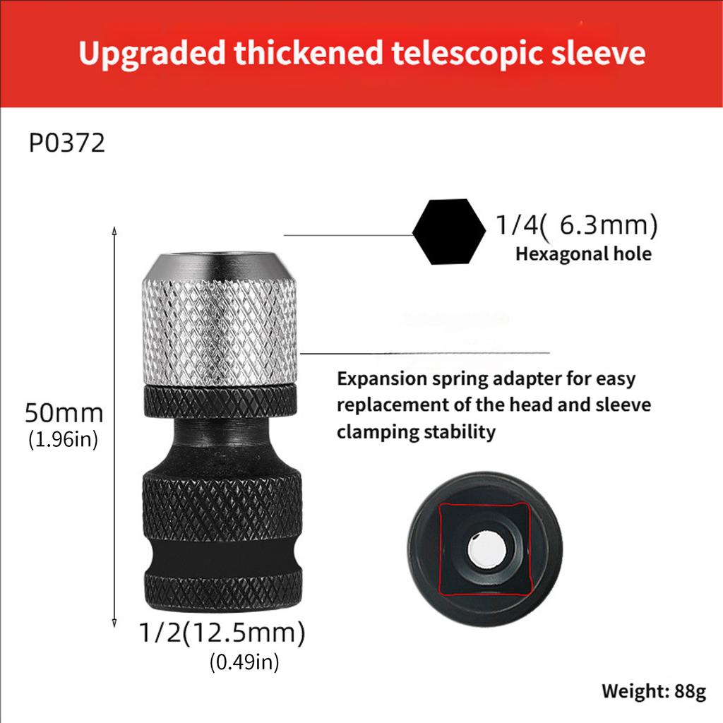 Ergonomic Fast Change Socket Adapter With Automatic Locking Ball Mechanism For Hexagonal Shank Accessories Steel Build