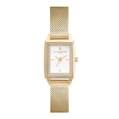 Авторизованный дилер Olivia Burton Watch ob24000016 Townhouse 21 мм Прямоугольные часы из белого золота с сеткой [OLIVIA BURTON] Женские и