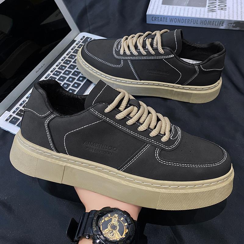 Fashion Men's Casual Shoes 2025 Autumn New Fashion Vintage Non Slip Platform Sneakers Outdoor Comfortable Lace Up Height Increase Flats