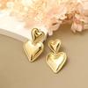 Love Heart Stud Earrings Gold Double Heart Studs Earrings Irregular Heart Dangle Earrings Fashion Jewelry Gift for Mother Wife