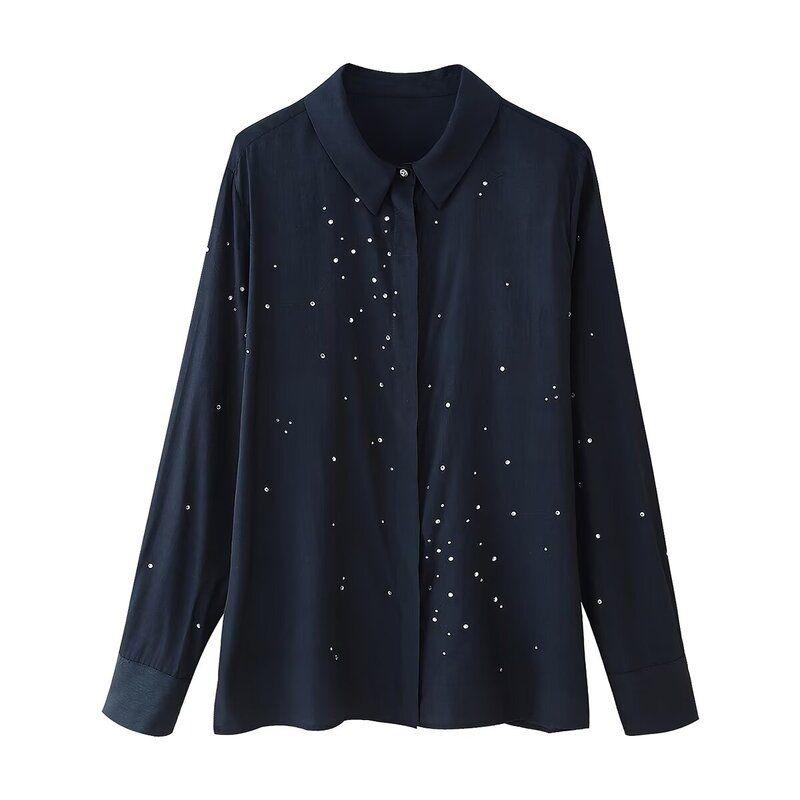 Fashion Style 2024 Autumn New Women's Clothing Stylish Easiest for Match Long Sleeves Jewelry Embroider Shirt 4786257