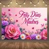 2D Pink Rose & Daisy Mother's Day Photo Booth Background