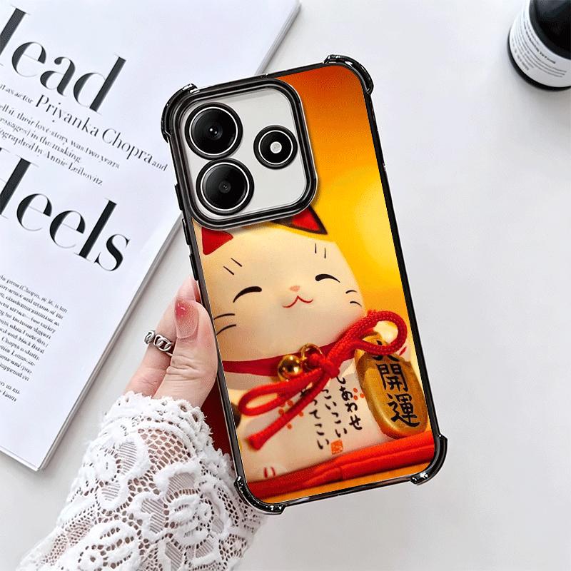 Счастливый Кот Манеки Неко Японский Мягкий Чехол Для Телефона Для Xiaomi Redmi Note 14 15 Pro Plus 13 12 11S 11T 5G 10 9S 9 Покрытие Защита От Падения F