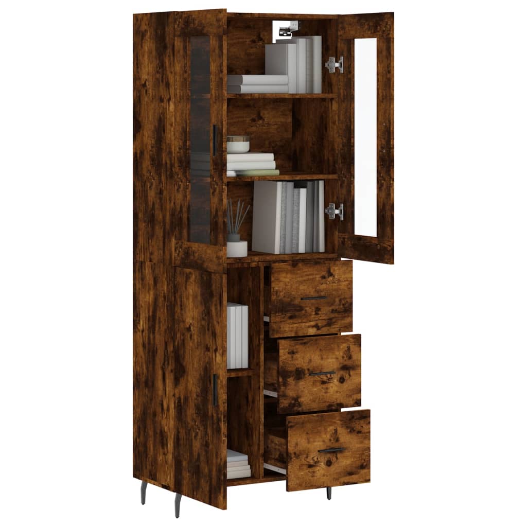 Highboard in Smoked Oak Finish 69.5 x 34 x 180 cm Particleboard