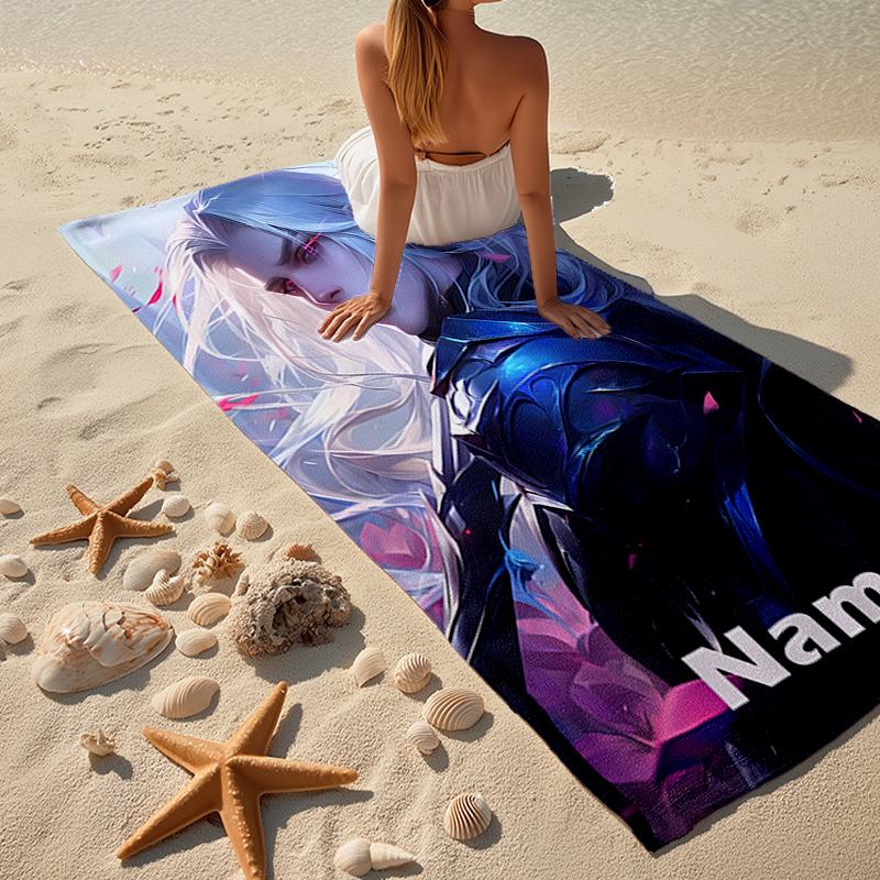 Custom Name Ultra-Soft Beach Towel with League of Legends Theme,Ideal for Pool - Camping, Diving - Perfect Travel Essential, Vibrant Beach Towel.