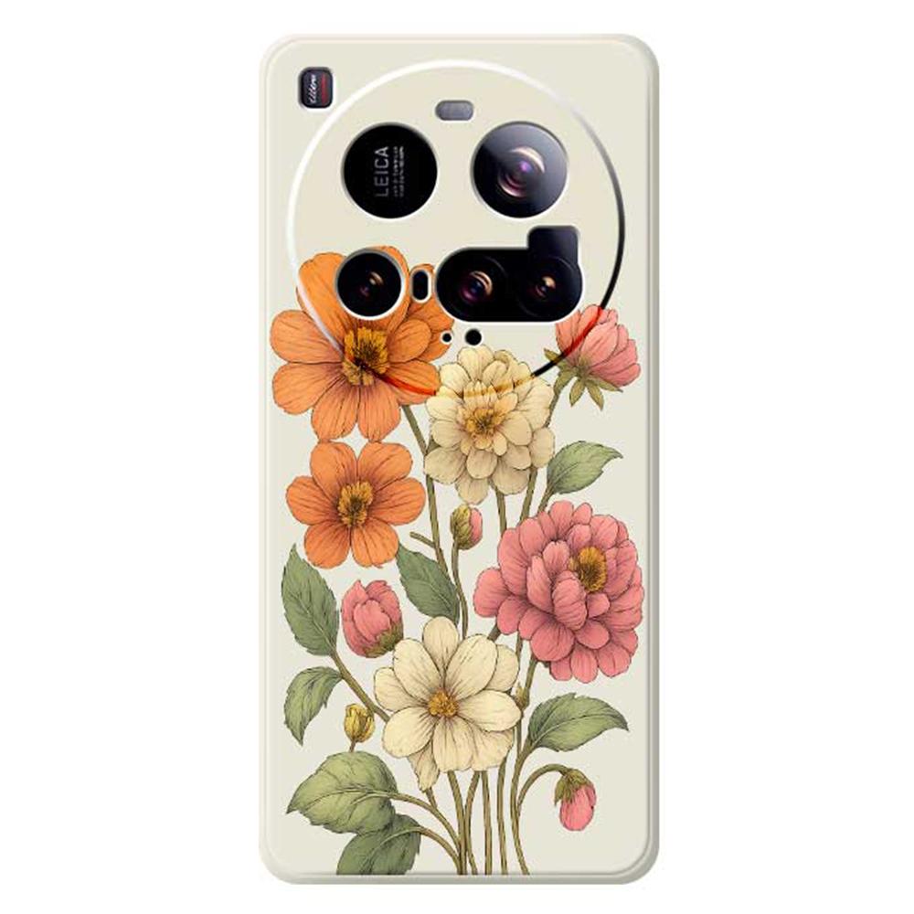 For Xiaomi 15 Ultra Case Beautiful Flowers Pattern Printing Straight Edge TPU Phone Back Cover