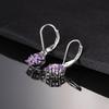Стерлингового серебра 925 пробы, круглый аметист, натуральный драгоценный камень, фиолетовые цветы, висячие серьги, клипсы, трендовые подарки на день рождения, ювелирные изделия