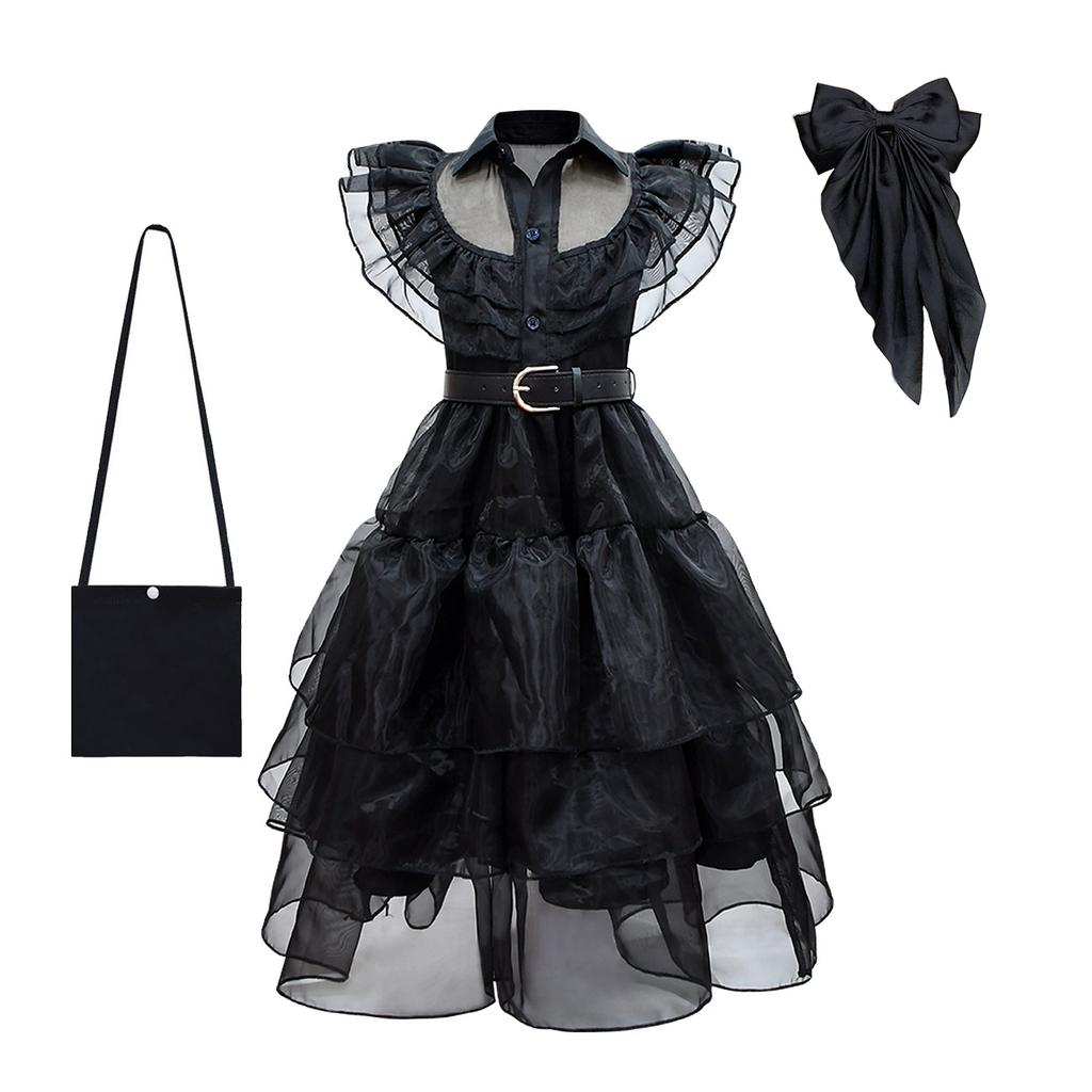 Фильм Среда, платья для косплея, Среда Аддамс, карнавальный костюм, готический ветер, детское платье, костюмы для Хэллоуина