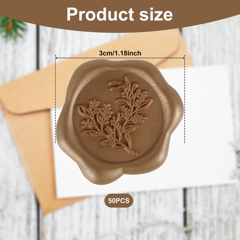 50Pcs Wax Seal Stickers Self Adhesive Retro Embossed Pattern Wax Seal Stamp Sticker Invitation Gift Wrapping Cards Seal Sticker