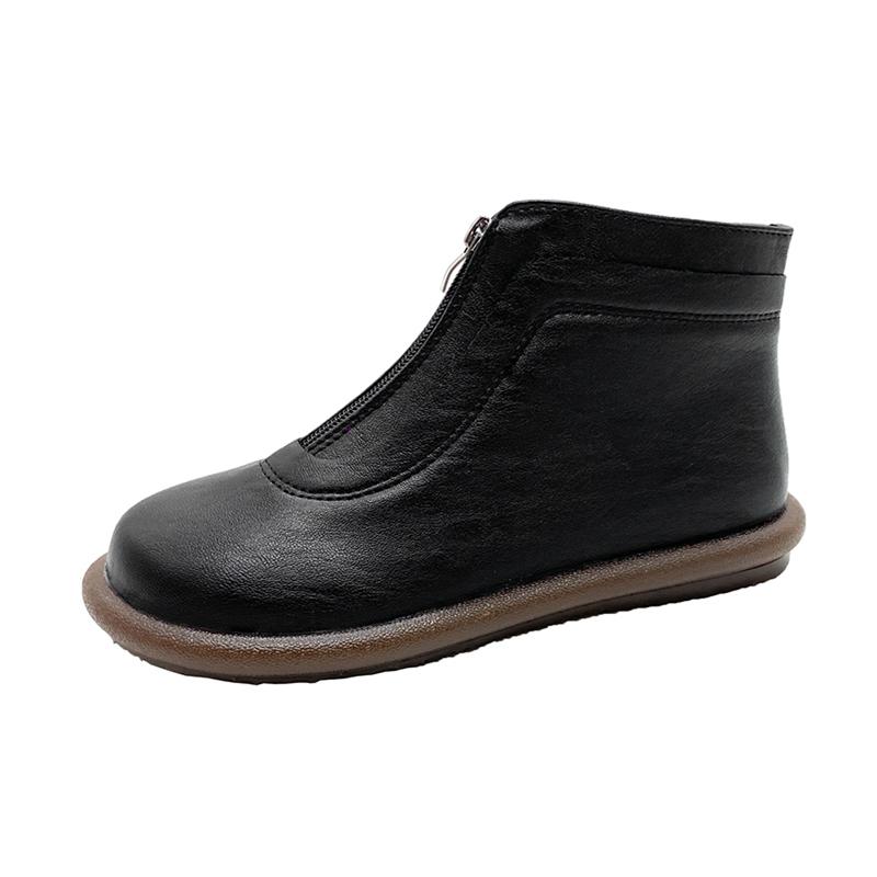 Женские кожаные ботильоны на плоской подошве Зимняя повседневная обувь Женская мода 2025 года Зимние сапоги Дизайнерское платье Goth Mujer Ботинки Челси