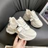 Модные простые толстые белые туфли для женщин 2024 года, новые модные повседневные однотонные женские кроссовки для бега на осень