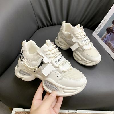 Модные простые толстые белые туфли для женщин 2024 года, новые модные повседневные однотонные женские кроссовки для бега на осень