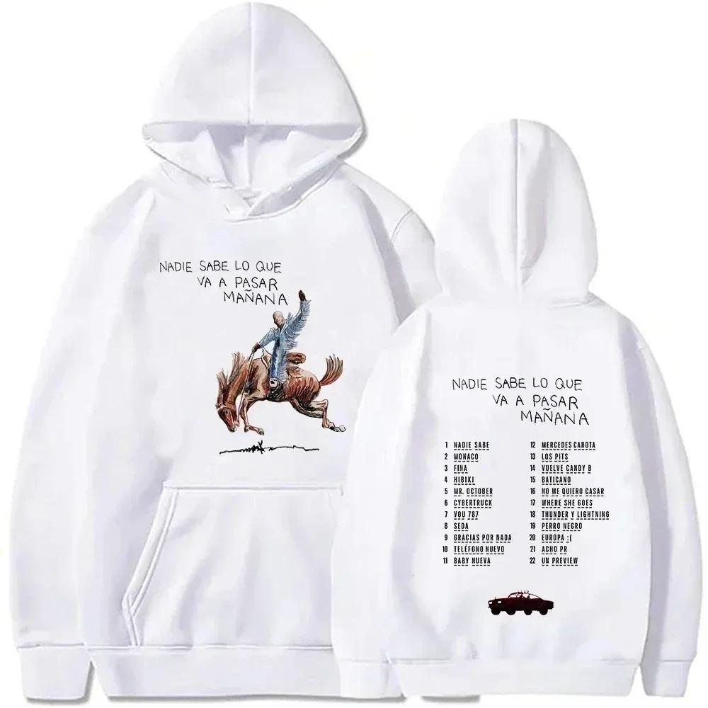 Bad Bunny Новый альбом Nadie Sabe Lo Que Va Pasar Manana Толстовки Уличные толстовки Одежда Повседневные свитера 90-е Bad Bunny Hoodie