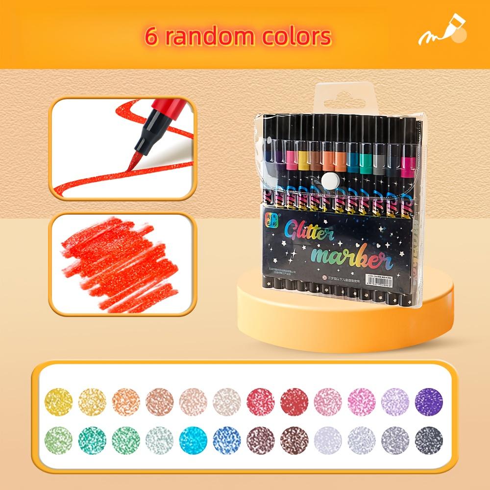 48 цветных маркеров с блестками - Неоновое свечение, флуоресцентные ручки с блестками с блестящими наконечниками, чернила на масляной основе, средний наконечник