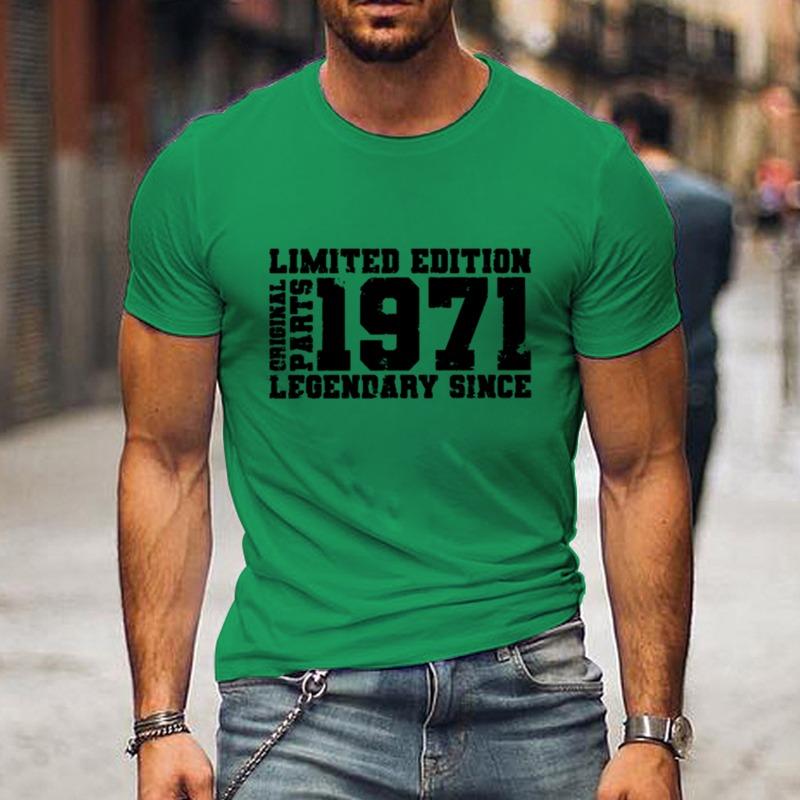 "LIMITED 1971 EDITION" Повседневная футболка с круглым вырезом и коротким рукавом для мужчин, быстросохнущая, удобная, повседневная летняя футболка с буквенным принтом
