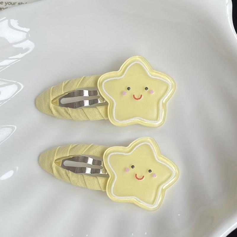 1 пара милых заколок для волос в виде звезд с улыбкой, универсальная милая желтая акриловая заколка для волос для женщин, девочек, кавайные аксессуары для волос, подарки