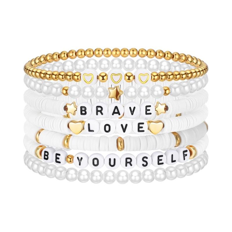 JYL TS Bracelet Stackable Elastic  Letter Beads Inspires Joy & Optimism Daily