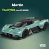 1:32 Гоночный автомобиль Martin Valkyrie Литой автомобиль из сплава Модель со звуком и светом Игрушечная модель Дисплейные украшения Детская игрушка Подарок