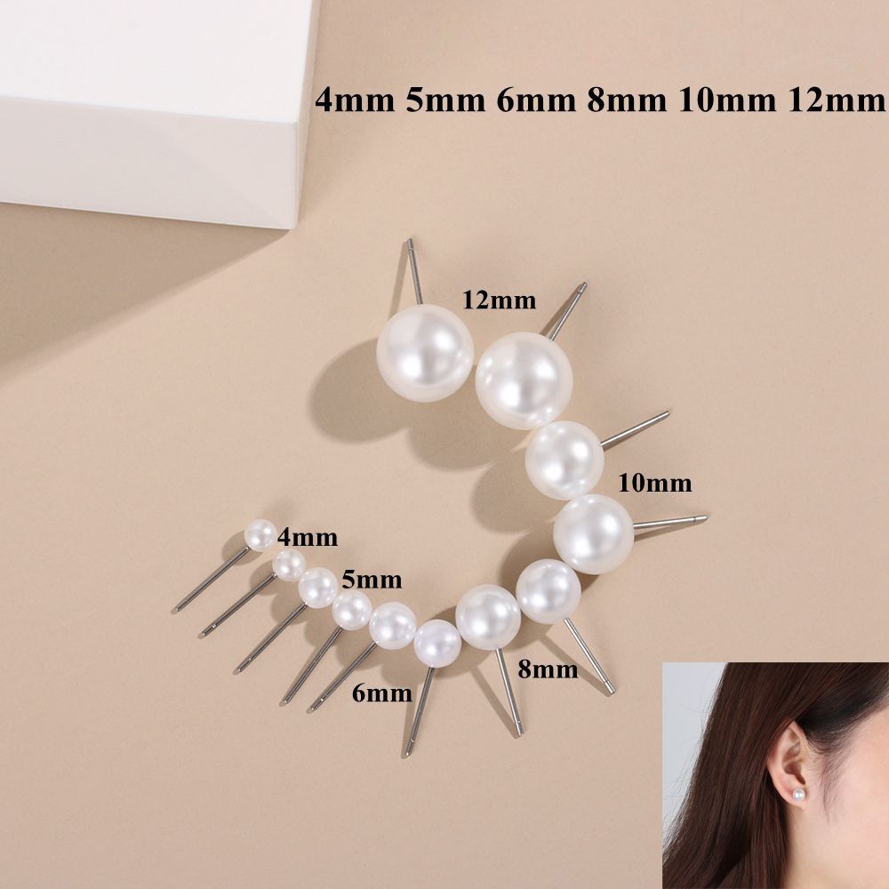 Round Shape Round Ball Earrings 4mm 5mm 6mm 8mm 10mm 12mm Ear Stud New Pearl Earrings Women