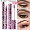 1 Set 4D Pink Leopard 24H Not Blooming Eyeliner + Mascara Set Waterproof and Sweat Lasting
