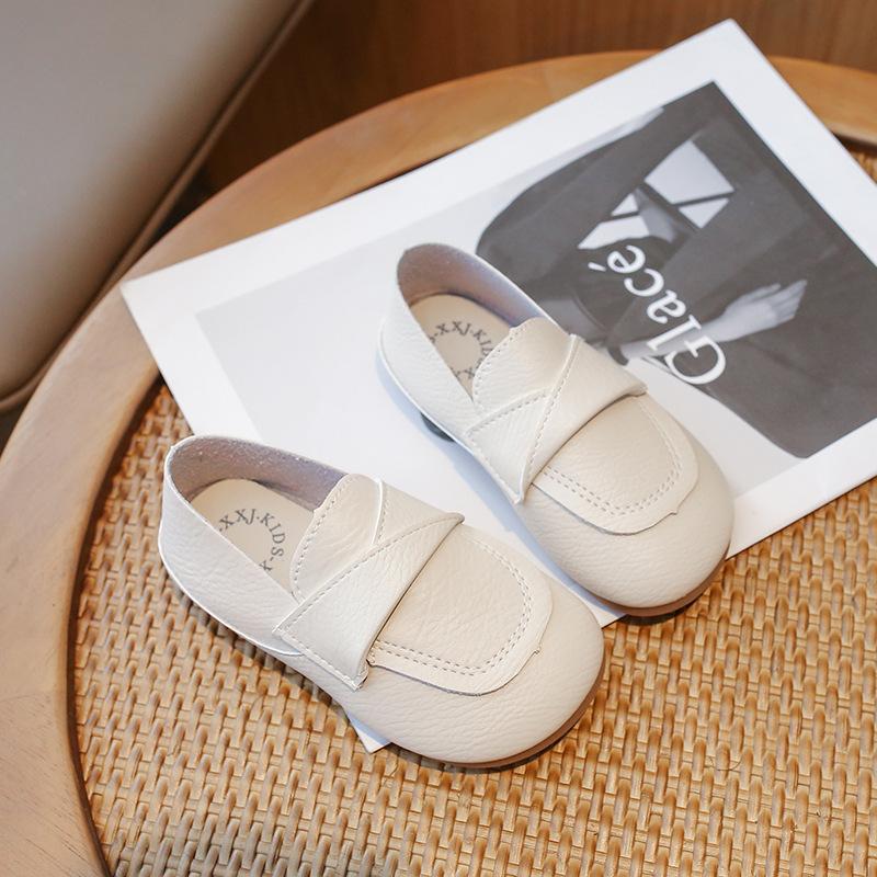 Vintage Kids Leather Shoe Korean Style Children Causal Flats Shoes Fashion Non-slip Simple Boys Girls Versatile Slip-on Loafers