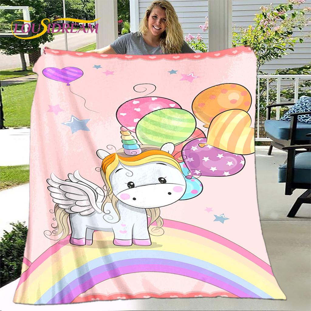 Cartoon Cute Unicorn Blanket,Flannel Blanket Throw Blanket,Children's Warm Blanket for Living Room Bedroom Beds Sofa Travel Gift