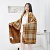 Flannel Wearable Blanket Plaid Home Office Chair Lap Blanket Comfy Poncho Throw with Buttons Winter Warm Soft Shawl Blanket