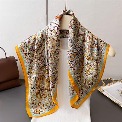 New Vintage Paisley Print Shawl Square Scarf for Women Soft Satin Neckerchief Female Hair Bands Ribbon Headband Bandana