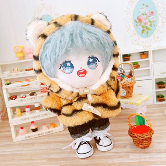 Одежда для куклы Платье с тигровым узором Наряд из ткани для переодевания Красивое пальто с капюшоном и брюки для куклы 20 см