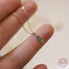 Серебряное ожерелье 925 пробы с покрытием из 14-каратного золота для женщин, ретро, зеленое, с тремя цирконами, мини-цепочка на ключицу, изысканное ювелирное изделие для вечеринки, подарок