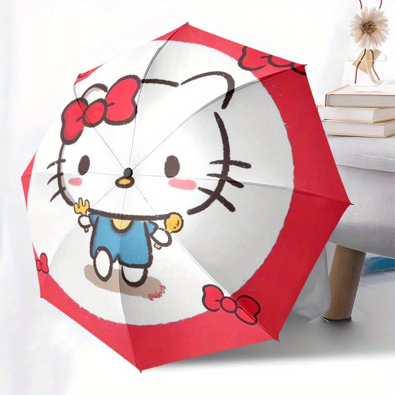 1pc Hello Kitty Illustration Umbrella with Plastic Handle,Suitable for All Seasons Home Travel Outdoor UmbrellaSanlio516