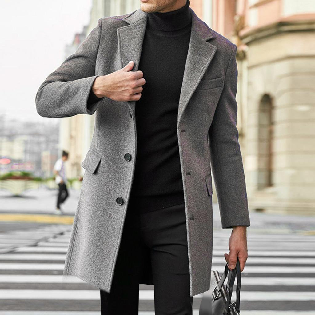 Men's British Men's Long-sleeved Tweed Coat Autumn and Winter Tweed Jacket Trendy Suit