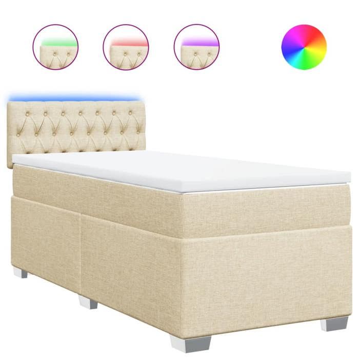 Maison Exclusive - Sommier à lattes de lit avec matelas Crème 80x200 cm Tissu