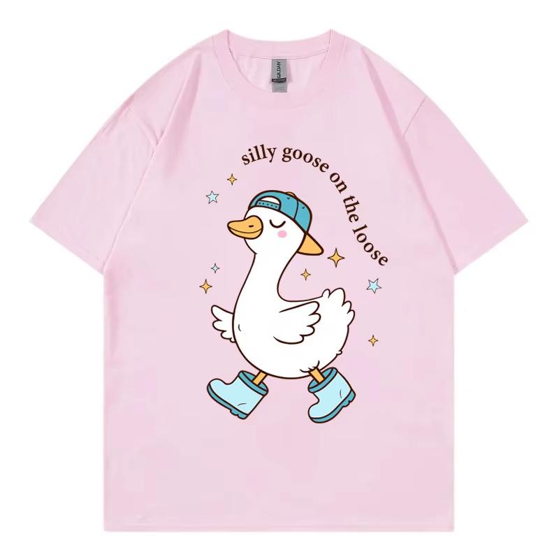 Silly Goose On The Loose Boy Funny Meme T Shirt Harajuku Y2k Style Short Sleeve Tshirt Unisex Unisex Casual Loose Cotton Tshirts