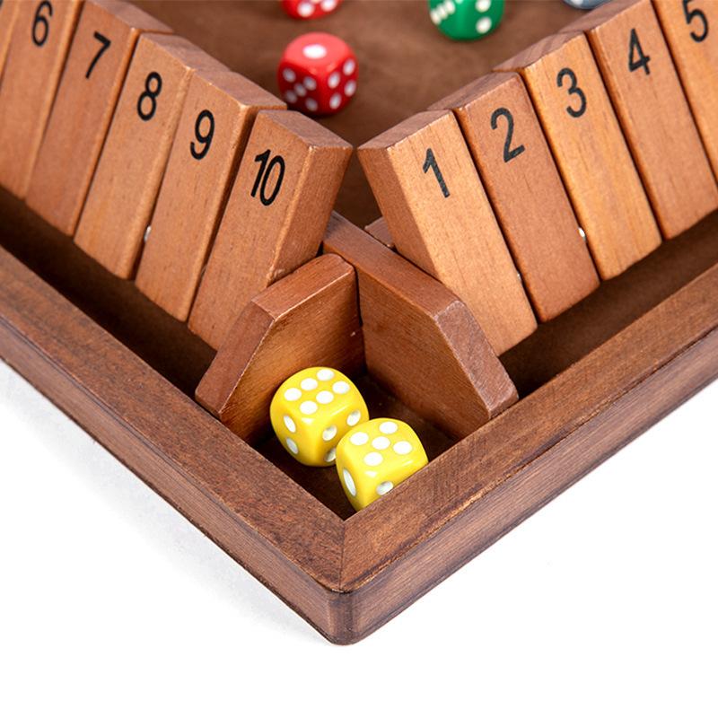 Ретро Цветной Shut The Box Настольная игра с кубиками Деревянные плашки и кубики 4 игрока Паб Бар Вечеринка Принадлежности Семейное развлечение